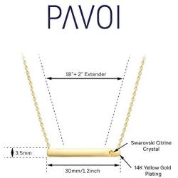 PAVOI 14K Gold Plated Swarovski Crystal Birthstone Bar Necklace | Dainty Necklace | Gold Necklaces for Women |