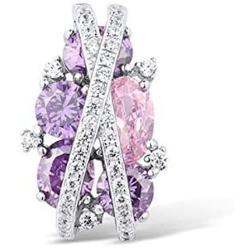 Santuzza Twisted Pendant 925 Sterling Silver Amethyst Pink Cubic Zirconia Necklace Jewelry Gift for Women