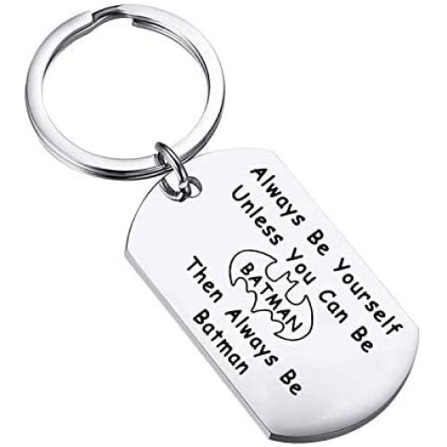 BEKECH Batman Keychain Batman Inspired Gift Always Be Yourself Unless You Can Be Batman Then Always Be Batman Key Chain Batman Theme Jewelry Gifts for Batman Fans Men Women