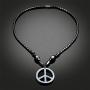 Xileg Black Leather Anti-War Peace Sign Symbol Pendants Necklaces for Women Jewelry Charm Men Boys Long Necklace