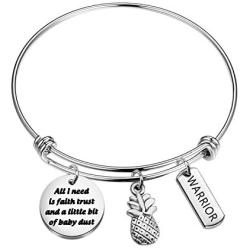 AKTAP IVF Gift Warrior Pineapple Bracelet All I Need To Faith Trust and A Little Bit of Baby Dust TTC Infertility Encouragement Gift for Her