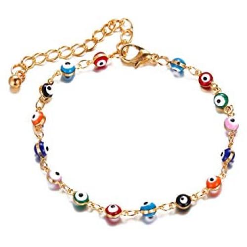 Beads Evil Eyes Ankle Barefoot Link Chain Bracelet Tiny Bead Anklet Boho Summer Beach Foot Chain Jewelry Anklets for Women Girls Sandal Turkish Jewelry