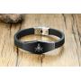 XUANPAI Stainless Steel Masonic Freemason Braided Bracelets Bangle with Dog Tag Pendant Necklace for Men