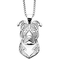American Staffordshire Pit Bull Dog Sterling Silver Necklace Dangle Earrings Set by Ginger Lyne Puppy Dog Pet Pendant Box Chain Doggie Animal Paw Print Heart Jewelry for Pit Mom Women Girls Teens