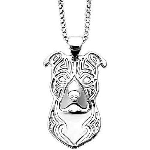 American Staffordshire Pit Bull Dog Sterling Silver Necklace Dangle Earrings Set by Ginger Lyne Puppy Dog Pet Pendant Box Chain Doggie Animal Paw Print Heart Jewelry for Pit Mom Women Girls Teens