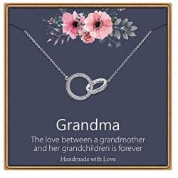 Necklaces for Women Girls, Butterfly Necklace Thank You Gifts 2 Circles Necklace Gifts for Grandma Aunt Niece Stepmother Sister Mother Daughter Necklace Generation Jewelry Teacher Gifts for Women
