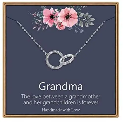 Necklaces for Women Girls, Butterfly Necklace Thank You Gifts 2 Circles Necklace Gifts for Grandma Aunt Niece Stepmother Sister Mother Daughter Necklace Generation Jewelry Teacher Gifts for Women