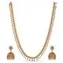 Tarinika Gold-Plated Indian Jewelry Set with Long Necklace and Earrings - Red Green