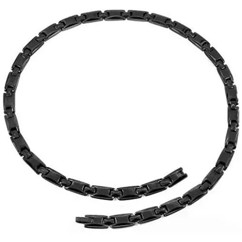 N+NITROLUBE Titanium Magnetic Black Necklace for Men Women Healing Necklaces Neck Therapy Magnetic Jewelry Gift (Black, 20 inches)