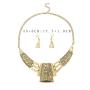 Fstrend Vintage Necklaces Earrings Set Gold Hollowed Chain Geometry Statement Necklace Jewelry for Women and Girls