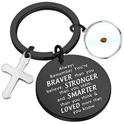 WSNANG Faith Mustard Seed Keychain Always Remember You’re Braver Than You Believe Keychain Inspirtaional Jewelry Gifts