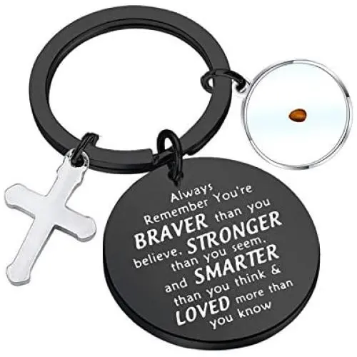 WSNANG Faith Mustard Seed Keychain Always Remember You’re Braver Than You Believe Keychain Inspirtaional Jewelry Gifts WSNANG Faith Mustard Seed Keychain Always Remember You’re Braver Than You Believe Keychain Inspirtaional Jewelry Gifts