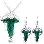 2 Pieces Lord of The Rings Elven Green Leaf Earrings and Necklace for Woman Girls