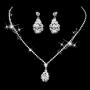 Unicra Bride Silver Necklace Earrings Sets Crystal Bridal Wedding Jewelry Set Rhinestone Choker Necklace for Women and Girls (Silver 1)
