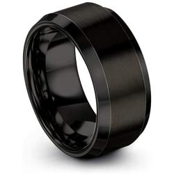Chroma Color Collection Tungsten Carbide Wedding Band Ring 10mm for Men Women Green Red Blue Purple Black Copper Fuchsia Teal Bevel Edge Brushed Polished