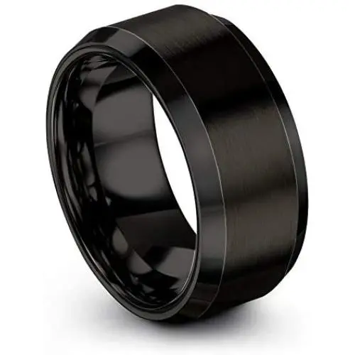 Chroma Color Collection Tungsten Carbide Wedding Band Ring 10mm for Men Women Green Red Blue Purple Black Copper Fuchsia Teal Bevel Edge Brushed Polished