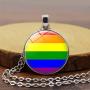 Gzrlyf Gay Pride Necklace Rainbow Pendant Necklace Gay Lesbian LGBT Pride Jewelry