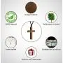 Wooden Cross Necklace for Men Women Children Kids – Natural Wooden Cross Pendant Necklace - Walnut Wood Small Cross Necklace