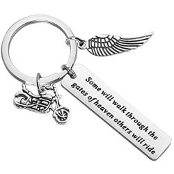 CENWA Motorcycle Memorial Jewelry Memorial for Brother Dad Husband Sympathy Gift Some Will Walk Through The Gate Keychain
