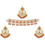 Finekraft Indian Meena KUNDAN Bridal Wedding Designer Gold Plated Pearls Necklace Jewelry Set
