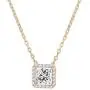 PAVOI 14K Gold Plated Post Faux Diamond Round Solitaire Pendant Halo Necklace | Gold Necklace for Women | Slider Adjustable