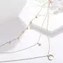 YienDoo Bohemia Multilayer Necklace with Octagonal Moon Crescent Pendant Gold Chain Jewelry for Woman and Girls