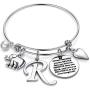 M MOOHAM Initial Charm Bracelet Elephant Llama Pineapple Horse Gifts for Women Girls, Engraved Quote Charm Bracelet Jewelry Gifts
