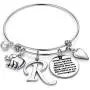 M MOOHAM Initial Charm Bracelet Elephant Llama Pineapple Horse Gifts for Women Girls, Engraved Quote Charm Bracelet Jewelry Gifts