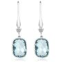 Gem Stone King 925 Sterling Silver Simulated Aquamarine Dangle Earrings For Women (4.60 Cttw, 13X9MM Cushion Checkerboard Cut)