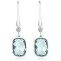 Gem Stone King 925 Sterling Silver Simulated Aquamarine Dangle Earrings For Women (4.60 Cttw, 13X9MM Cushion Checkerboard Cut)