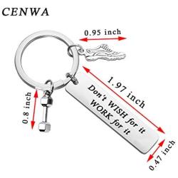 CENWA Gym Workout Jewelry Don’t Wish for It Work for It Keychain Fitness Trainer Gift Bodybuilding Jewelry Runner Workout Exercise Jewelry