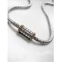 Artisanal Designer Balinese Kali Dots Magnetic Barrel Clasp Silver Cable Chain Necklace