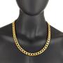 The Bling Factory Mens 11.9mm 24k Yellow Gold Plated Stainless Steel Flat Cuban Link Curb Chain Necklace