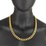 The Bling Factory Mens 11.9mm 24k Yellow Gold Plated Stainless Steel Flat Cuban Link Curb Chain Necklace The Bling Factory Mens 11.9mm 24k Yellow Gold Plated Stainless Steel Flat Cuban Link Curb Chain Necklace