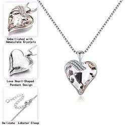IEFRICH Gifts for Women Jewelry, Cubic Zirconia Birthstone Crystal Love Heart Pendant Necklace Gifts for Mom Wife Girlfriend Birthday Anniversary Mothers Day Valentines