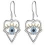 Evil Eye Earrings Sterling Silver Heart Evil Eye Dangle Earrings Cubic Zirconia Evil Eye Jewelry Gifts for Women Wife