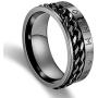 FAANCU 8mm Viking Ring for Men Band Norse Symbol Titanium Stainless Steel Cuban Chain Spinner Rings Silver/Black/Gold