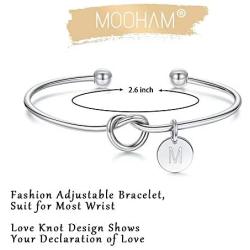 M MOOHAM Bridesmaid Proposal Gifts, Tie The Love Knot Bridesmaid Bracelet with 26 Initials Bridesmaids Gifts for Wedding with Box, Cards