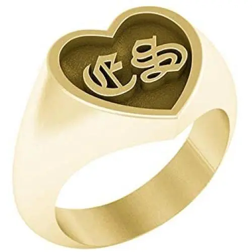 Saalort 925 Sterling Silver Initial Ring Personalized Custom with Old English Letter Saalort 925 Sterling Silver Initial Ring Personalized Custom with Old English Letter