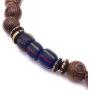 Mens Recycled Glass & Senna Siamea Wood Stretch Bead Bracelet Handcrafted in USA