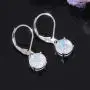 CiNily Round-Cut Opal Dangle Earrings, Green Fire Opal Rhodium Plated Women Jewelry Leverback Gemstone Drop Earrings CiNily Round-Cut Opal Dangle Earrings, Green Fire Opal Rhodium Plated Women Jewelry Leverback Gemstone Drop Earrings