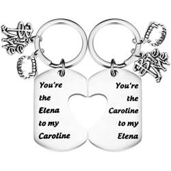 SEIRAA Inspired Quote Gifts Jewelry for Vampire Fans BFF Original Inspired Gift Youre The Elena to My Caroline Keychain