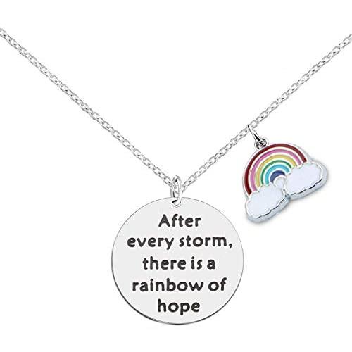 Inspirational Bracelet Encouragement Gift After Every Storm There is A Rainbow of Hope Rainbow Charm Bracelet Memorial Jewelry Gift for Her