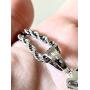 Shop-iGold Custom Pinky Men Women 925 Italy White Gold Finish Iced Silver Charm Ice Out Pendant Stainless Steel Real 3 mm Rope Chain, Mans Jewelry, Iced Pendant, Rope Necklace 16''- 24''