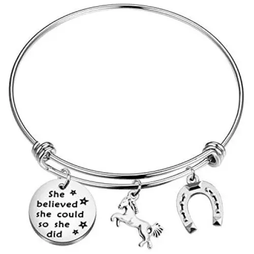 SEIRAA Equestrian Horse Lover Gift Horse Jewelry She Believed She Could So She Did Inspirational Jewelry Bracelet SEIRAA Equestrian Horse Lover Gift Horse Jewelry She Believed She Could So She Did Inspirational Jewelry Bracelet