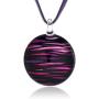 SUVANI Handmade Glass Jewelry Abstract Art Black Pink Purple Round Pendant Necklace 18''