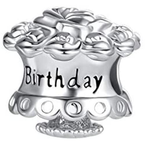 DWJSu Happy Birthday Cake Flower Charms for Charm Bracelets Necklace Jewelry for Women