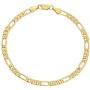 4mm Diamond-Cut 14k Yellow Gold Plated Flat Figaro Chain Bracelet