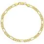 4mm Diamond-Cut 14k Yellow Gold Plated Flat Figaro Chain Bracelet 4mm Diamond-Cut 14k Yellow Gold Plated Flat Figaro Chain Bracelet