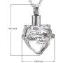 Crystal Heart Cremation Jewelry Memorial Urn Necklace for Ashes Stainless Steel Ash Holder Pendant Keepsake Jewelry for Urns